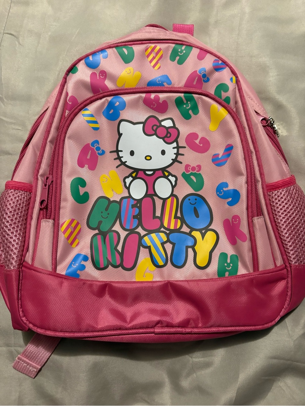 Sanrio Hello Kitty Pink Multicolor Alphabet Kids Backpack